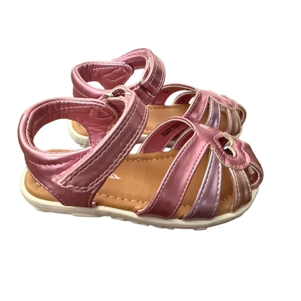 Nina Girls Dallina Pink Metallic Fisherman Heart Sandals-NWOT Size 7